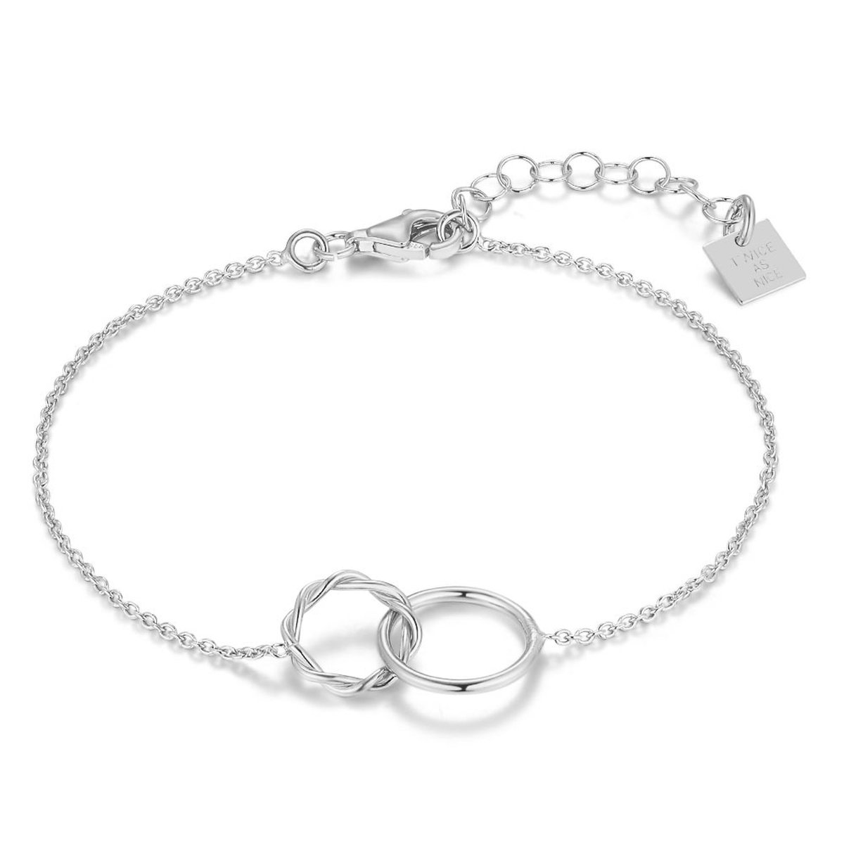 Twice As Nice Armband in zilver, dubbele cirkel 16cm+3cm