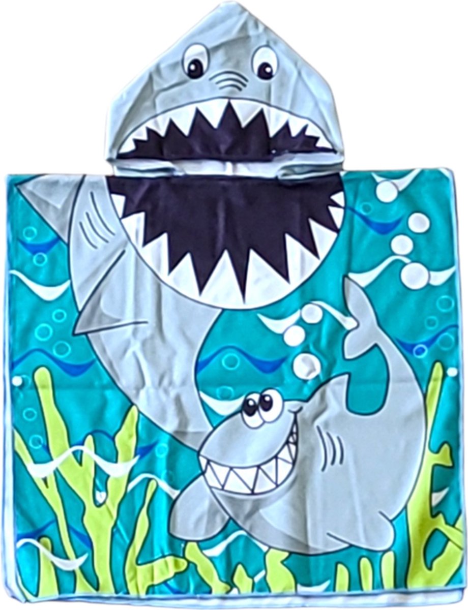 Kids Strand Poncho Shark Green