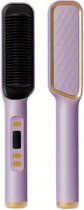 Stijltang - Stijlborstel - 2 in 1 Stijlen en Borstelen - Elektrische Haarborstel - Veilige Stijlstang - Hairbrush - Stylingtool - Lila Goud