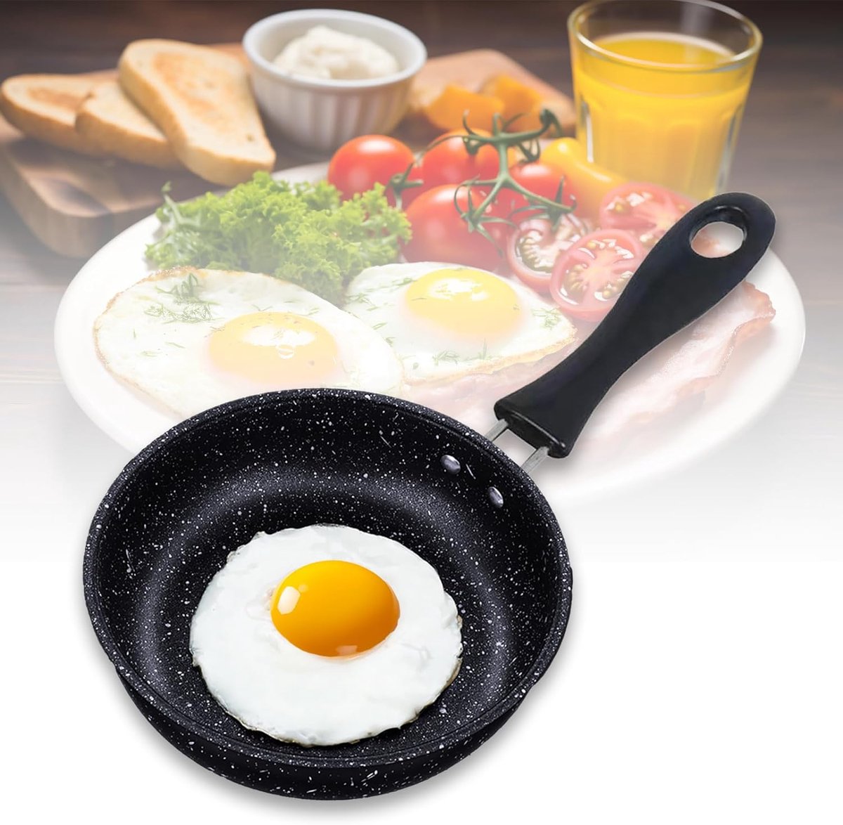 Kleine pan, mini-koekenpan 14 cm, kleine pan geschikt voor inductiegasfornuis, eierpan inductiepan met antiaanbaklaag met handvat, draagbare mini-eierpan gebakken eierpan voor koken op de camping