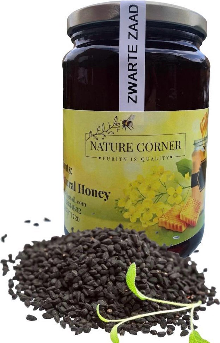 Nature Corner Zwartezaad honing - pure natuurlijke honing - 450g