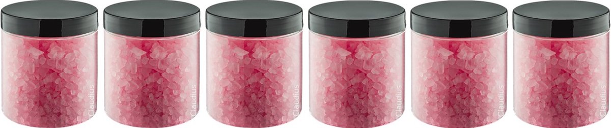 Goedkoopste Badzout Rozen - 300 gram - Pot met zwarte deksel - set van 6 stuks