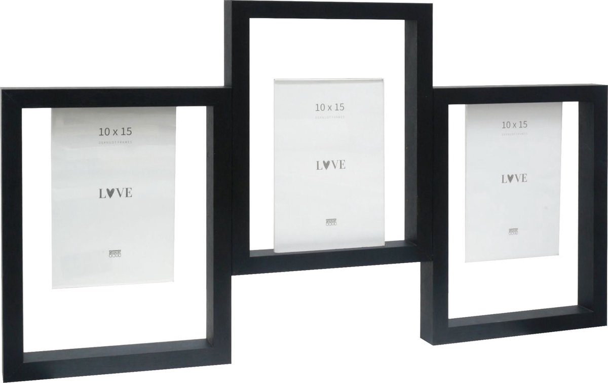 Deknudt Frames multifotolijst S68UB2 P3 - zwart - mdf/kunststof - 3x 10x15