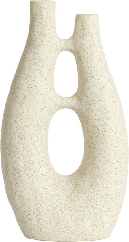 Vase déco 22x11x41 cm KATHA céramique crème mate