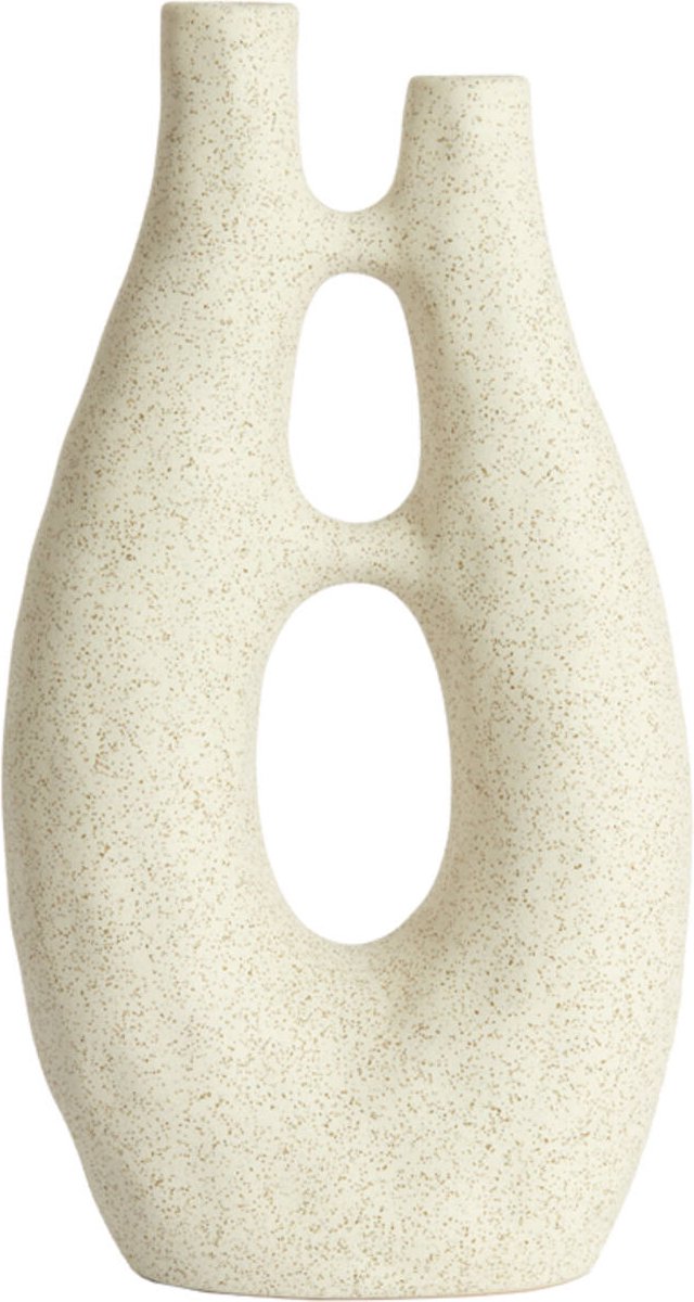 Vaas deco 22x11x41 cm KATHA keramiek mat crème