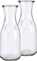Set van 2x stuks glazen wijn/water karaffen 500 ml 8 x 20 cm - Karaf 0.5 liter - Waterkannen/sapkannen