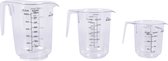Discountershop Set de tasses à mesurer en plastique pratiques – Transparent – ​​3 pièces (250 ml, 500 ml, 1 L) – Prepware essentiel