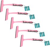 Discountershop Roze Handmatige Raamwisser Set - Multifunctioneel Schoonmaakgereedschap - Set van 5 - 16cm x 2cm x 26cm)