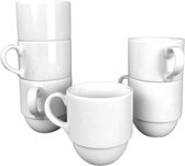 Tasses à café - Tasses à café - Tasse à Cappuccino de Luxe - Set - 6 pièces - Avec oreille - Zwart - Stable - Acier inoxydable - Haute qualité