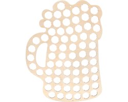 Creative Deco Multiplex Bierpul Kroonkurk Verzamelaar | 70 Flesdoppen Collectie Houder | Afmeting 32,5 x 44 x 0,5 cm | Handgemaakte Houten Wanddecoratie | Bierliefhebber Cadeau