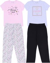 2 x Roze en grijze Bonne nuit pyjama