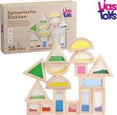 LiasToys® - 16 blocs sensoriels en bois remplis de sable coloré, d'eau et de perles - speelgoed Montessori - WoodentoysLia