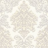 Papier peint baroque Profhome 368982-GU papier peint intissé légèrement texturé dans un style baroque blanc chatoyant beige argenté 5,33 m2