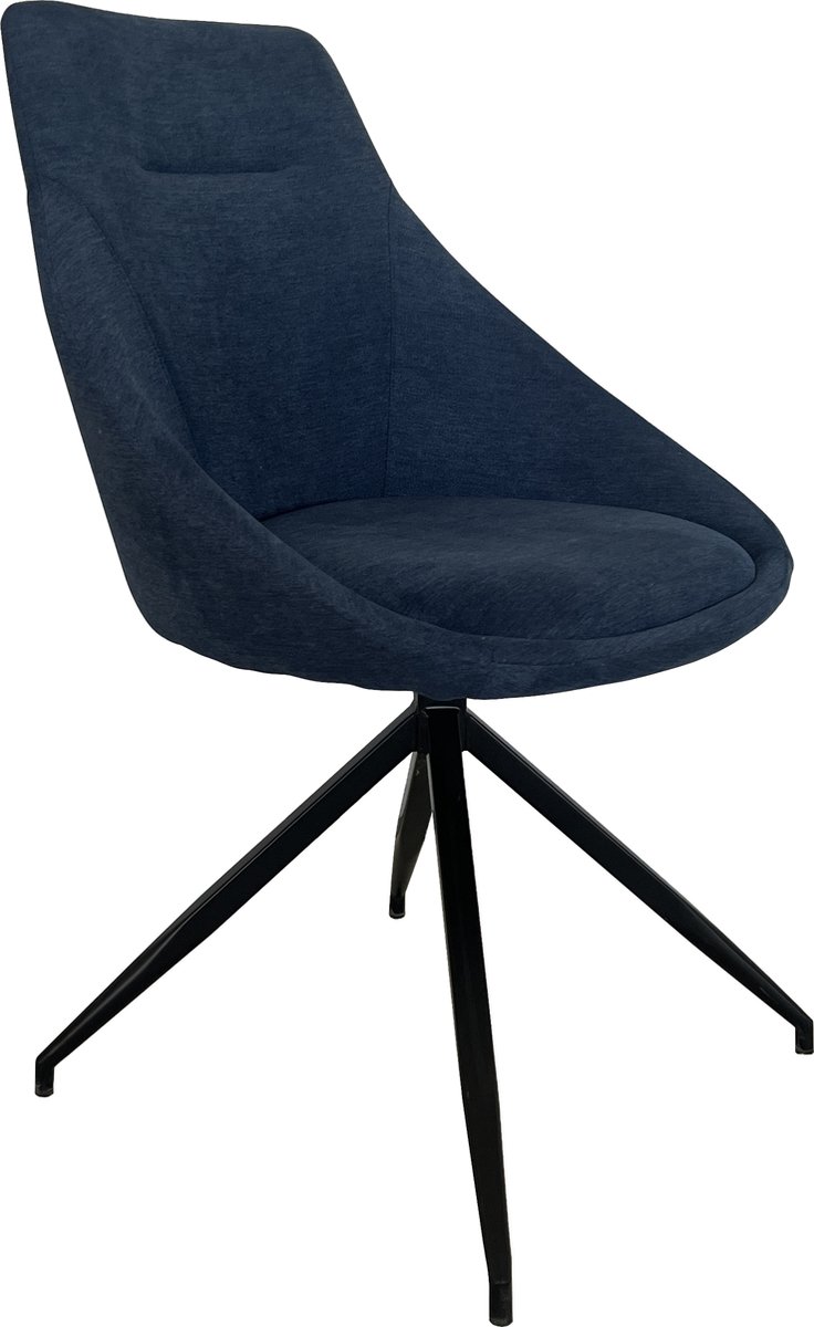 Lina® Lex Eetkamerstoelen-360 Graden- Blauw - Stof - Metalen Poten