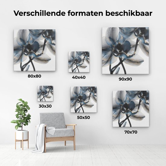 Artaza Peinture sur toile Deux orchidées bleues sur fond Witte - 40 x 40 - Klein - Photo sur toile - Impression sur toile