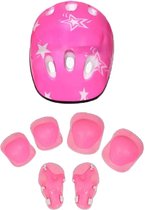 Kinderhelm - kinderhelm meisje - kinderhelm roze - helm Set inclusief Kniebeschermers Polsbeschermers en Elleboogbeschermer - Roze