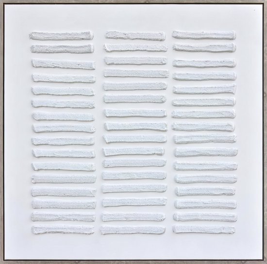 Ter Halle - Schilderij - 3D Art - Witte Strepen Op Een Wit Doek (2) - 83x83cm