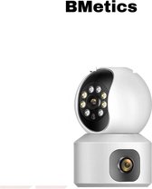 BMetics Smart Indoor Camera - Beveiligingscamera - Met app - 360 graden - Beveiligingscamera voor binnen - Babyfoon - hondencamera -draadloos- ultra HD - Wit