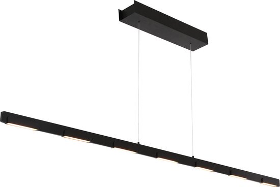 Eettafel hanglamp Bloc | 11 lichts | zwart | metaal / aluminium | 171 cm breed | in hoogte verstelbaar tot 130 cm | dimbaar | modern design