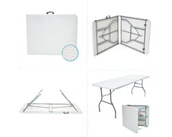 Sannaila Inklapbare Tafel – Klaptafel – Campingtafel – Vouwtafel Buiten – Weerbestendig – 180 x 70 x 74 cm – Wit