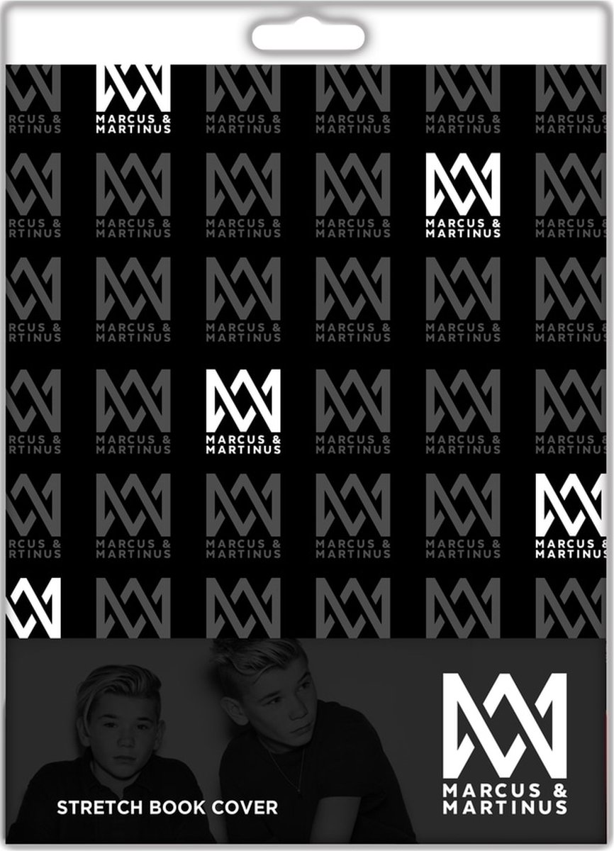 Marcus & Martinus Rekbare Boekenkaft – A4 Formaat – Zwart/Wit – Stretch Textiel met Logo