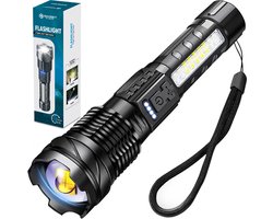 Militaire LED Zaklamp met 2 Lichten - Oplaadbaar - 7 Lichtstanden - USB C - 2500 lumen - Waterproof Militaire LED Zaklamp met 2 Lichten - Oplaadbaar - 7 Lichtstanden - USB C - 2500 lumen - Waterproof