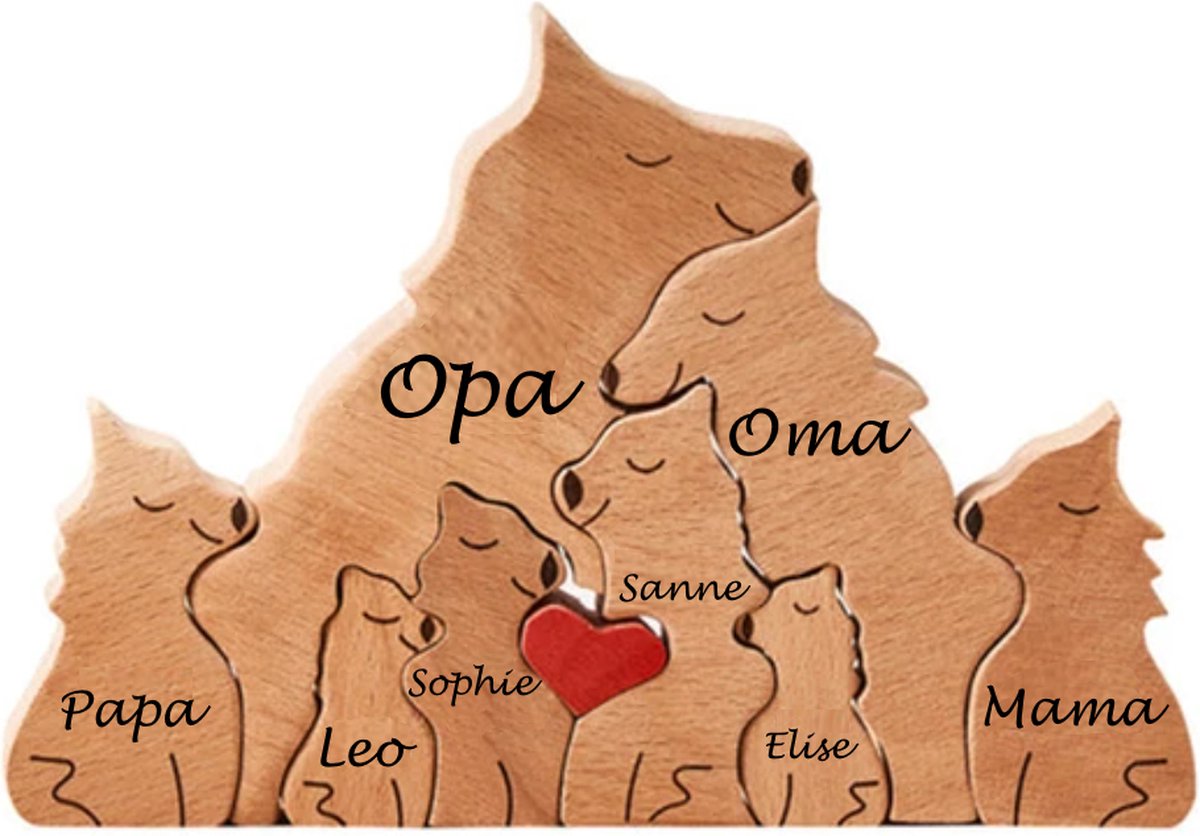 Goedkoopste Gepersonaliseerde wolven roedel - 8 wolven - geboorte - kraam cadeau - puzzel - honden familie