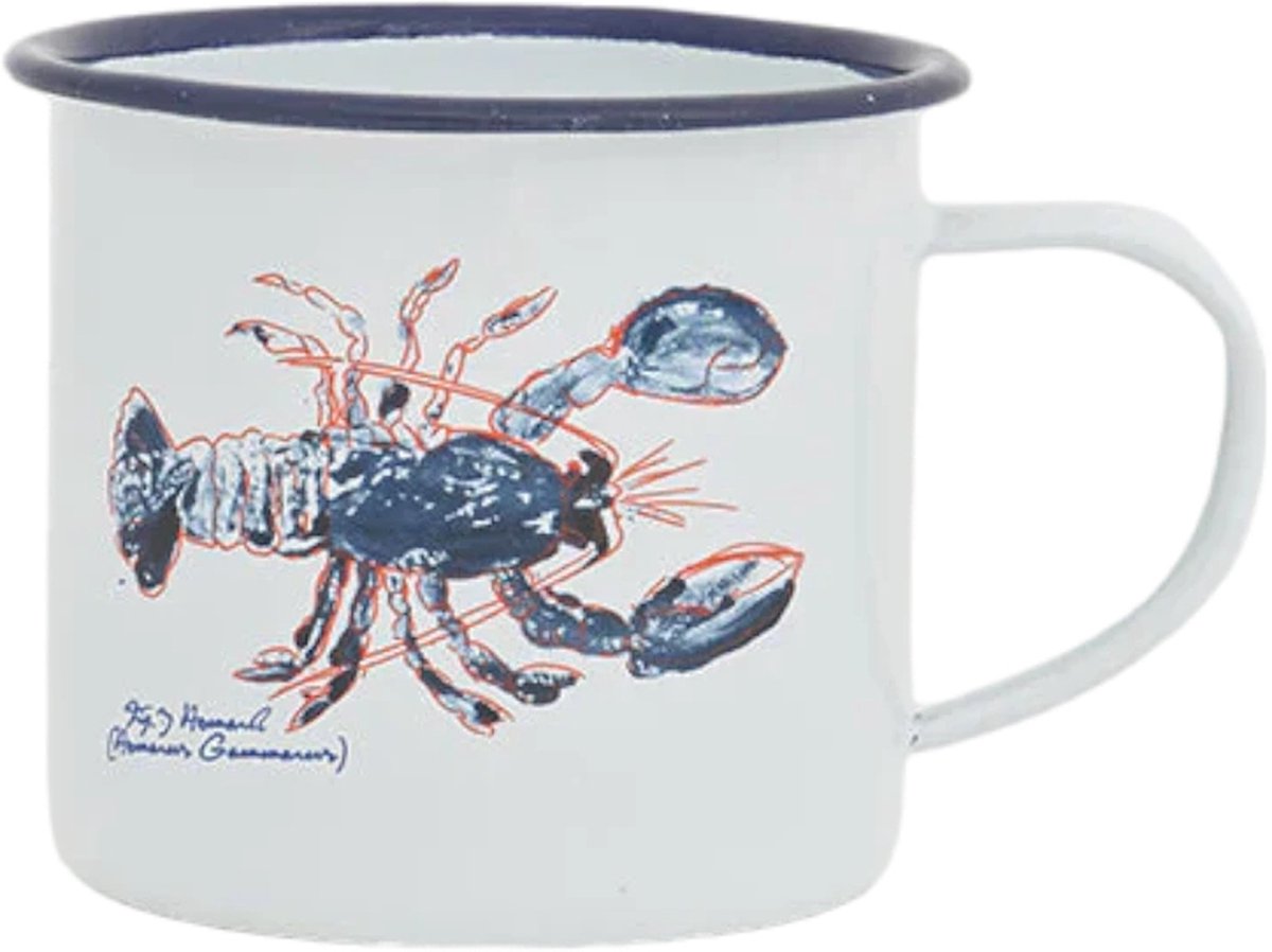 Goedkoopste Emaille beker kreeft wit 8x8 - Batela
