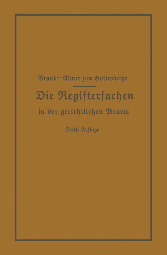 Die Registersachen Handelsregister Genossenschafts-, Vereins ... - cover