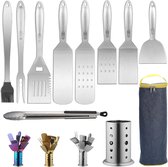 Grill accessoires kit 10 stuks met keukengerei houder BBQ gereedschap set roestvrij stalen handvat - hittebestendig barbecue set