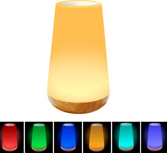 CNL Sight Oplaadbaar Nachtlampje Met Afstandsbediening, Wit Warm licht en 13 RGB kleuren-USB Oplaadbaar-Wake-up Light-Sfeerlamp-LED verlichting -Leeslamp-Tafellamp -Bedlamp voor Baby, Kinderen & Volwassenen-Dimbaar-Touch Control -15CM
