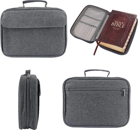 Ceolup Grote Bijbelhoes, bijbeletui met boekenstandaard, grote bijbeldraagtas met zakken, waterdichte draagtassen voor boeken met standaard, gebed in de kerk
