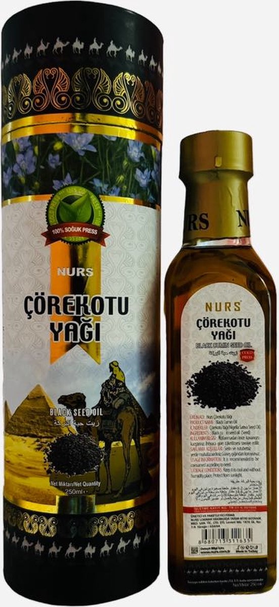 Nurs Lokman Hekim Zwarte Komijn Olie Koudgeperst – 250 ml – 100% Zwarte Komijnzaadolie