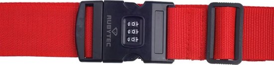 Rubytec Kofferriem met Slot - 183 x 5 cm - Spanband - Polypropyleen - Kofferband - Bagageriem - Eenvoudige Bevestiging - Bagageband - Rood