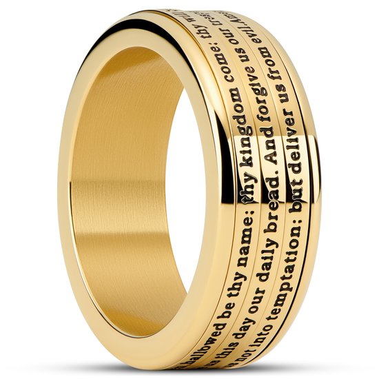 Enthumema | 8 Goudkleurige Fidget Ring met Engels Gebed des Heren