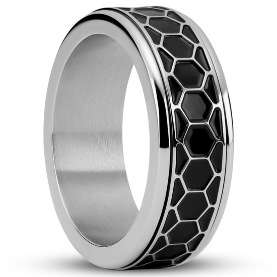 Enthumema | 8 mm Zilverkleurige Roestvrijstalen Honinggraat Fidget Ring