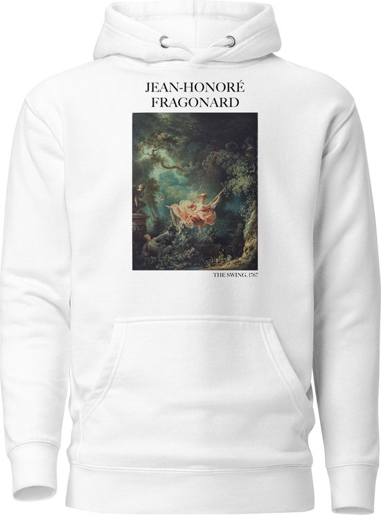 Jean-Honoré Fragonard 'De Zwaai' ("The Swing") Beroemd Schilderij Hoodie | Unisex Premium Kunst Hoodie | Wit | L