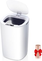 Daris - Shop Universe - Touch Prullenbak - Intelligente AI Vuilnisbak - Sensor - Buiten & Binnen - 9 Liter - Wit - Touch Deksel - Toilet - Badkamer