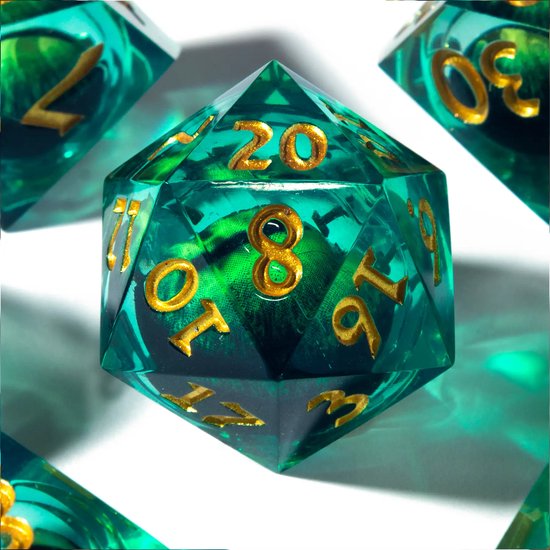 Foto: Tavern dice beholder eye dice groen liquid core dobbelstenen dnd dice set dungeons dragons dobbelstenen dnd dobbelstenen