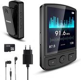 Lecteur MP3 Dyna-Bright avec écran tactile et Bluetooth 5.2 - Incl. Écouteurs et carte SD 32 Go - avec clip - Enregistreur vocal - avec radio FM