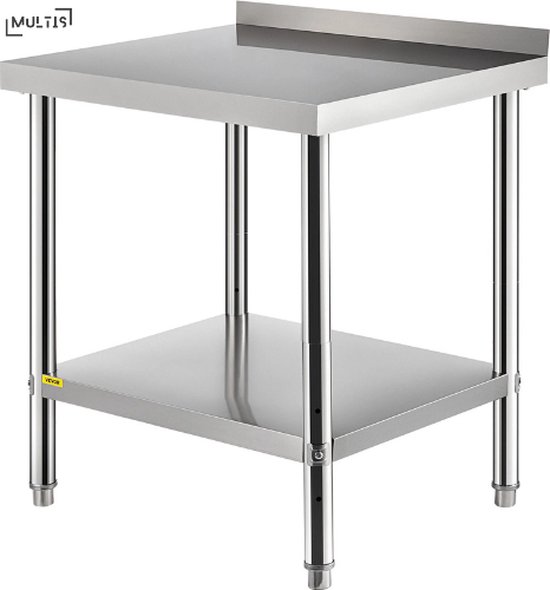 Foto: Multis rvs werktafel keukentafel trolley met verstelbare voeten commercieel thuis hotel restaurant zware keuken bereidingstafel werktafel 76 2x61x89cm rvs