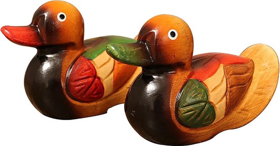 Moderne abstracte sculptuur - woondecoratie - tafeldecoratie voor woonkamer - 1 Paar - Houten Eend Beeldje - Tuin Vogel Ornamenten