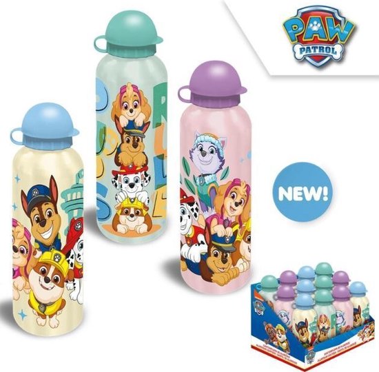 Paw Patrol Aluminium Drinkfes 500 ml - 1 Stuks - Roze groen of Geel