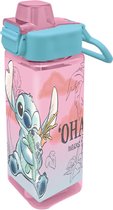 Disney Lilo & Stitch Drinkfles - Bidon - Vierkant - Roze - 500 ml. - 7 x 7 x 22 CM - Schoolbeker