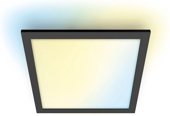 WiZ Plafondlamp Panel Vierkant Zwart - Slimme LED-Verlichting - Warm- tot Koelwit Licht - Geïntegreerd LED - 12W