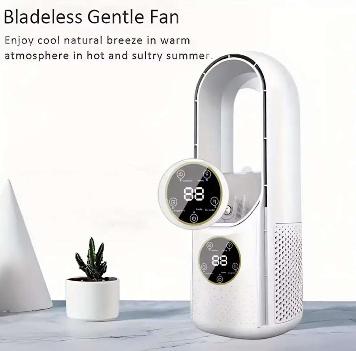 Mini airco – Blauw – airco met water - Mini Airco 4 in 1 – Koelen, Blazen, Lucht Bevochtigen – Draagbare Luchtkoeler Koelventilator – 3 Wind Snelheden – USB Airconditioner – sfeerverlichting -Draagbare - koelventilator - Coolingdown - draagbare airco – foto 5