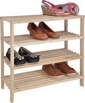 HI Étagère à chaussures - étroite - 4 niveaux - bois - 54 cm - Étagères à chaussures/ supports à chaussures