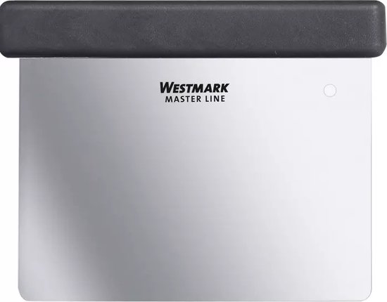 Grijze Westmark Master line deegschraper met zwarte handgreep.