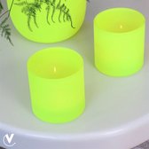 Waxinehouder Celtic Neon Yellow | Set van 2 | Ø12 x H12 cm