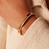 Lucardi Dames Armband bangle wit kristal - Staal - Armband - Cadeau - Stijlvol - Goudkleurig